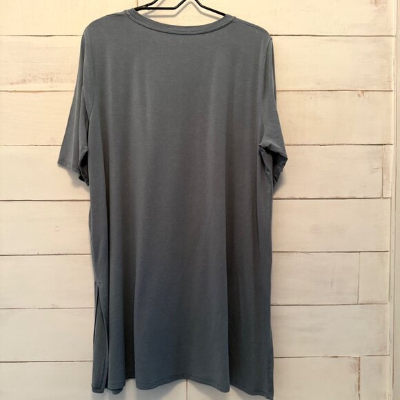 XL Eileen Fisher Blue Tencel Spandex Knit Tunic Top - Picture 4 of 5